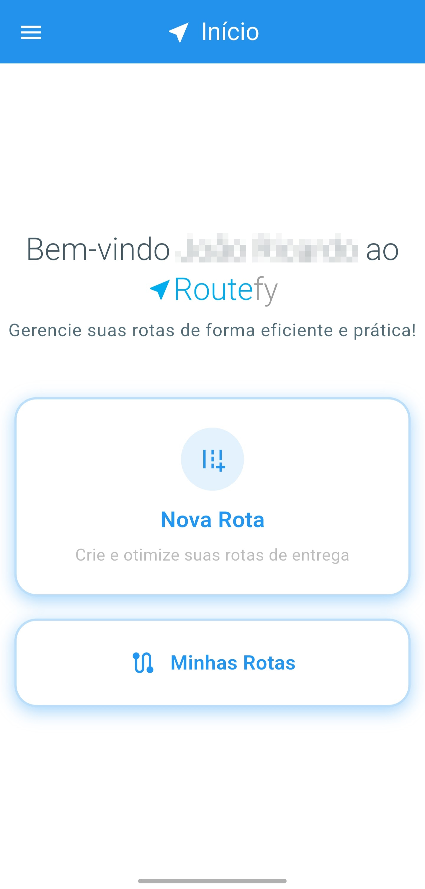 Tela do app Routefy para entregadores